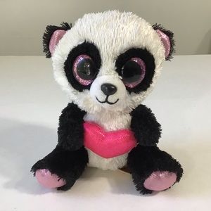 Ty Beanie Boos CUTIE PIE the Panda Bear 6” Plush Stuffed Animal Shimmering Heart
